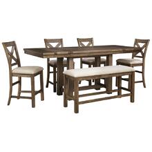 Counter Height Dining Table and 4 Barstools and Bench
