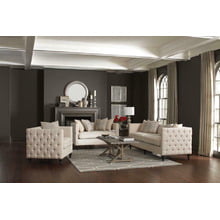 Claxton Traditional Oatmeal Tufted Two-piece Living Room Set
