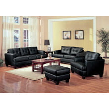 Samuel Transitional Black Three-piece Living Room Set