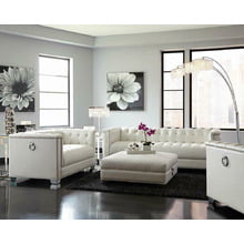 Chaviano Contemporary White Three-piece Living Room Set