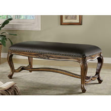 Black Faux Leather Accent Bench
