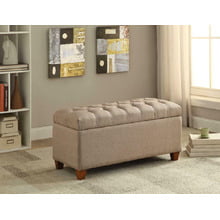Tufted Taupe Storage Bench