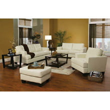 Samuel Transitional White Three-piece Living Room Set