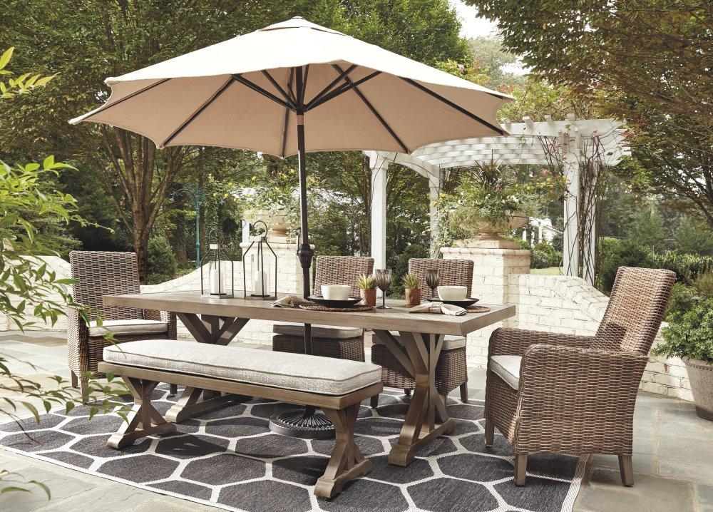 Outdoor Dining Table and 4 Chairs and Bench