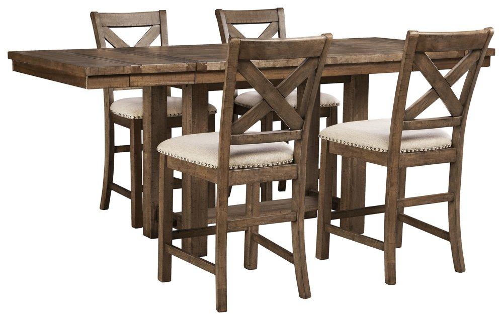 Counter Height Dining Table and 4 Barstools