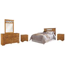 Queen/full Panel Headboard With Mirrored Dresser and 2 Nightstands