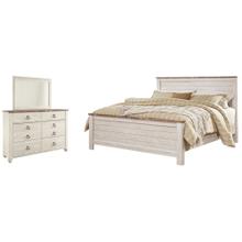 King Panel Bed With Mirrored Dresser