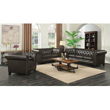 Roy Traditional Brown Three-piece Living Room Set