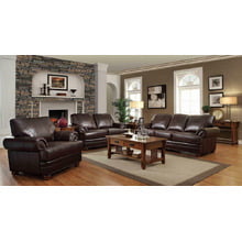 Colton Brown Leather Three-piece Living Room Set