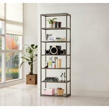 Contemporary Black Nickel Six-tier Bookcase